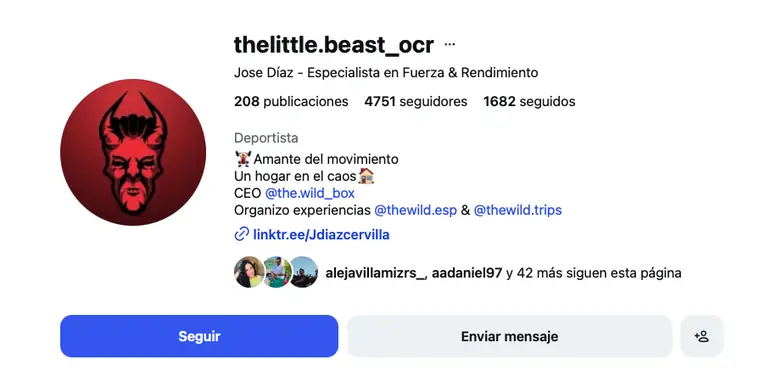 Perfil de Instagram de José Díaz, thelittle.beast_ocr